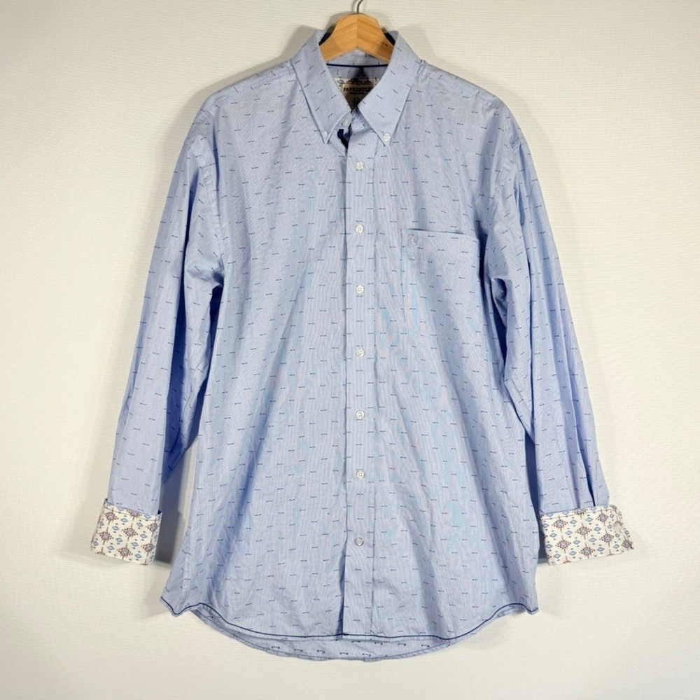 Panhandle Rough Stock Mens Blue Print Long Sleeve Button Up Shirt‎